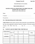 Form 20 (notification and appointment of secretary and director of company) 